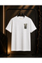 Unisex Stay Wild Bear Back and Front Printed 100% Cotton Oversize Crew Neck Short Sleeve T-Shirt White - 2