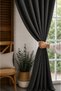 Anthracite Linen Background Curtain with Tight Pleats, Suitable for Cornice, Single Wing + Ties - 3