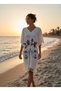 Women's Viscose Elastic Waist Beach Dress Swimsuit Top Standard Size Pareo Dress - 3