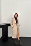 Women's Beige Suede Trench Coat Raglan Sleeves Double Breasted Belted Midi Lined - 2