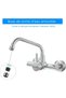 Wall-mounted kitchen faucet, 360° rotating wall-mounted mixer faucet, 150mm hot and cold water hole spacing, 304 stainless steel faucet, removable... - 4