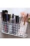 3-Slot Crystal Acrylic Makeup Brush Holder, Vanity Eyeliner & Lipstick Storage Box