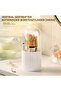 Two-piece rotating cosmetic storage box set, with lid and brush holder, 360° rotation, white (makeup brushes not included). - 3