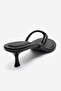 Norell Black Leather Flip Flops Women's Heeled Slippers - 5