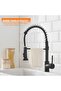 Black kitchen faucet with pull-down sprayer, stainless steel single-handle pull-out spring sink faucet, 1-hole or 3-hole dual-function. - 2