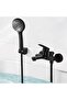 Black bathtub mixer tap with handheld shower head and 1.5-meter shower hose holder, single-handle wall-mounted shower mixer tap - 2