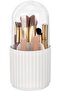 1 piece, Storage tube, Makeup brush organizer with lid, White striped storage tube, 360-degree rotating storage box