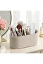 Bedside remote control holder with 3 compartments, PU leather bedside table storage box for storing home and office supplies and accessories (beige) - 5