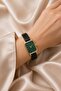 Lunessa Aura Women's Green Dial Gold Case Black Leather Band Rectangular Minimal Vintage Wristwatch - 5