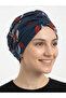 Botanical Patterned Crossed and Band Detailed Lined Ready-To-Wear Turban Hijab Pool Cap - 4