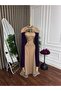 Navy Blue Evening Dress with Chiffon Beading - 5