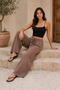 Women's Button Detailed High Waist Soft Fabric Comfortable Fit Wide Leg Pants - 4