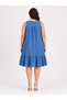 Round Neck Sleeveless Denim Dress 100% Cotton Ruffle Detail Pocket Casual Summer Plus Size Dress - 6