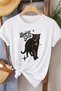 Spicy Girl Cat Printed Cotton Women's T-Shirt