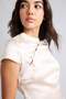 Fitted High Neck Satin Short Sleeve Blouse I5025Ax26Au - 7