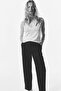 Foldover-waist linen-blend trousers