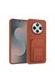 Xiaomi Redmi 14C Compatible Case with Stand and Card Holder Silicone Case Brown