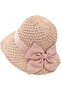 Women's straw hat, beach sun hat, foldable wide-brimmed summer hat, bow-tied small-brimmed straw hat (pink)