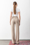 Women's Beige Buttoned Modal Lycra High Waist Elastic Trendy Trousers - 8