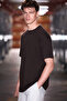 Jett Men's Oversize Fit 100% Organic Cotton Thick Textured Crew Neck Chocolate Brown T-Shirt - 2