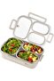Stainless steel lunch box, 3-compartment lidded bento box - off-white