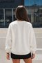 Women's Oversize Sweatshirt Quiet Tomorrow 3D Printed White – Crew Neck, 3 Thread Raster Fleece - 3