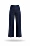 Dark Navy Blue Elastic Waist Straight Cut Jeans 761