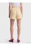 Gencc Quality Women's Shorts with Elastic Waist and Striped Belt - 4