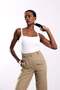 Ecru Square Collar Athlete Top with Snap Buttons at the Bottom 071822 - 4