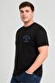 Men Crew Neck Short Sleeve Brand Logo T-Shirt, Black - 5