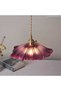 Retro LED pendant light with purple glass flowers, suitable for bars, bedrooms, homes, and interior porch lighting (bulb not included). - 5