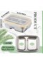 550ml Double-Layer Stainless Steel Bento Lunch Box with Sealing Lid - 16.5*12.5*6.5cm - Silver - 6