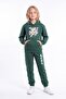 Girl's Printed Kangaroo Pocket Hooded Tracksuit Set - 5