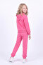 Girl's Printed Kangaroo Pocket Hooded Tracksuit Set - 4