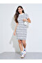 White Printed Bodycon Knee-Length Dress - 2