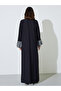 Black Embroidered Batwing Sleeves Open Front Abaya - 5