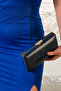Women's Navy Blue Leather Evening Dress Wedding Invitation Bag - 2