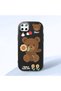 Realme C25 Compatible Case Camera Protector Black Silicone Couple Phone Case with Bear Pattern