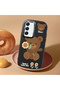 Samsung Galaxy S22 Compatible Case Camera Protector Black Silicone Couple Phone Case Bear Patterned - 2