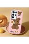 Samsung Galaxy S24 Ultra Compatible Case Camera Protector Pink Silicone Couple Phone Case with Bear Pattern - 2