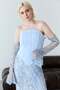 Baby Blue Strapless Corset Detailed Sequin Embroidered Long Evening Dress - 6