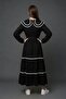 Black Girl's Lace Detailed Double Collar Polka Dot Long Dress 24753 - 7