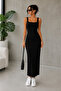 Ribbed Square Neck Maxi Dress Offering a Fit Look
