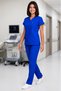 Women's V-Neck Bat Sleeve Burgundy, Smoked, Navy Blue, Cobalt blue, Black Stretch Cotton Linda Fabric Scrubs Set - 7