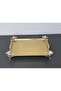 Figured, Metal Handle, Stainless Steel Rectangular Tray Luxury Presentation Tray North Gold-Silver - 4