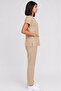 Women's V-Neck Bat Sleeve Beige, Pomegranate Flower Cotton Linda Scrubs Set - 3