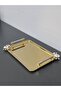 Figured, Metal-Handled, Stainless Steel Rectangular Tray Luxury Presentation Tray Light Gold-Silver - 4