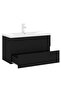 Sink Cabinet with Built-in Basin Black Engineered Wood - 5