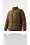 Men's Coat Puffer Stand Collar Zipper Pocket Padded Block Stitching Winter Puffer Casual Regular Fit Mnj3638-Bk - 4