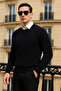 Men's Winter Casual Crew Neck A.Black Sweatshirt - 4